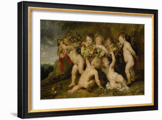 Der Fruechtekranz. (Zusammen Mit Frans Snyders)-Peter Paul Rubens-Framed Giclee Print