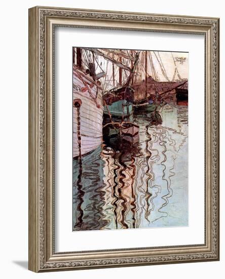 Der Hafen von Triest-Egon Schiele-Framed Art Print