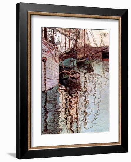 Der Hafen von Triest-Egon Schiele-Framed Art Print