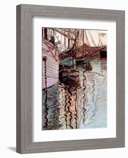 Der Hafen von Triest-Egon Schiele-Framed Art Print