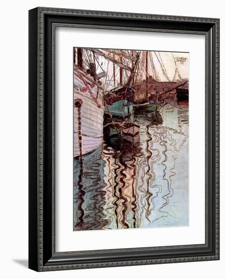 Der Hafen von Triest-Egon Schiele-Framed Art Print