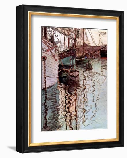 Der Hafen von Triest-Egon Schiele-Framed Art Print