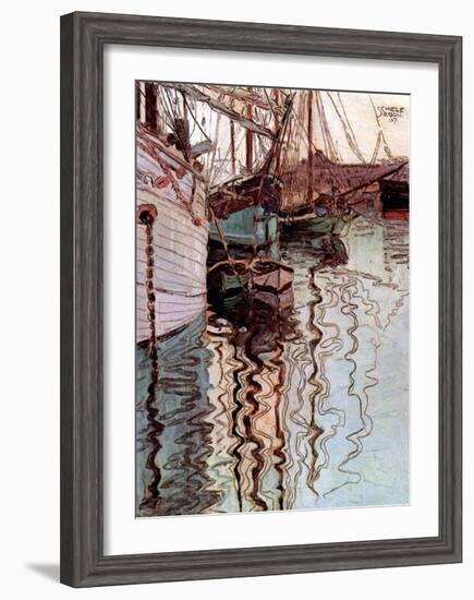 Der Hafen von Triest-Egon Schiele-Framed Art Print