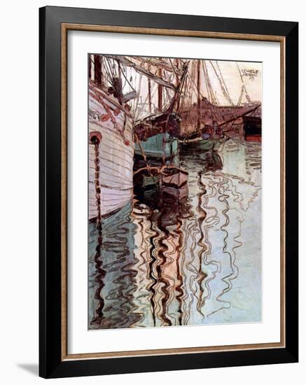 Der Hafen von Triest-Egon Schiele-Framed Art Print