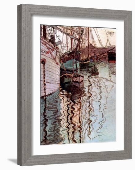 Der Hafen von Triest-Egon Schiele-Framed Art Print