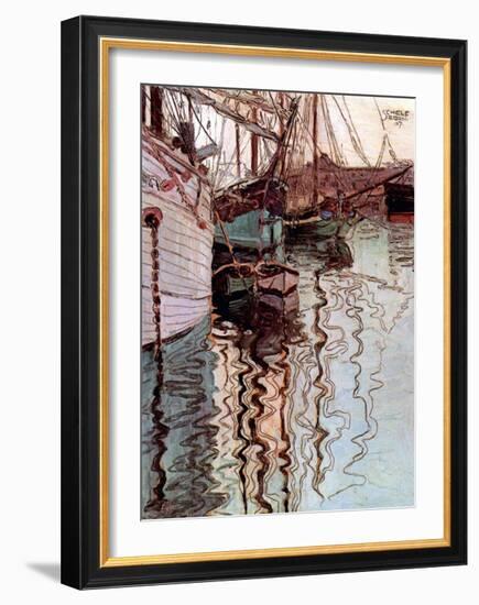 Der Hafen von Triest-Egon Schiele-Framed Art Print