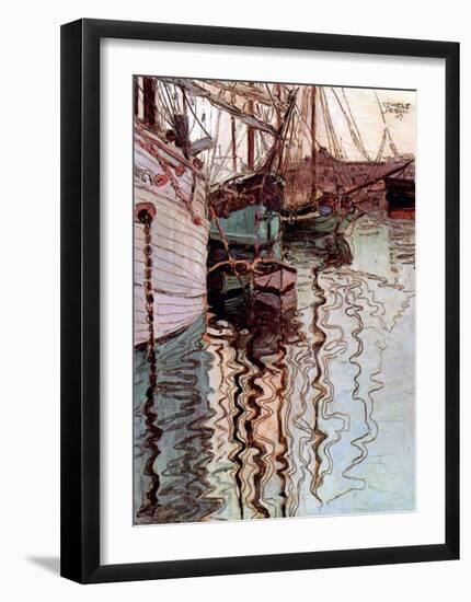 Der Hafen von Triest-Egon Schiele-Framed Art Print