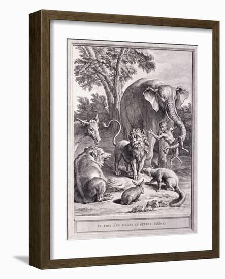 Der Löwe, der in den Krieg ziehen wollte (Le Lion s'en allant en Guerre)-Jean-Baptiste Oudry-Framed Giclee Print