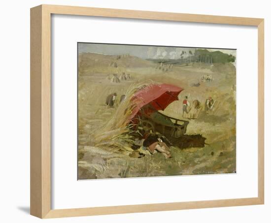 Der rote Schirm. Um 1860-Franz Von Lenbach-Framed Giclee Print