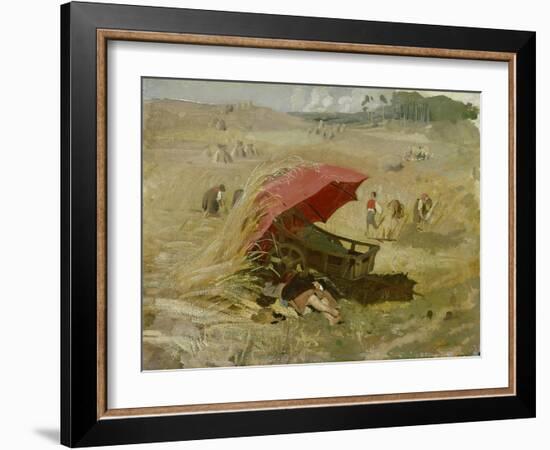 Der rote Schirm. Um 1860-Franz Von Lenbach-Framed Giclee Print