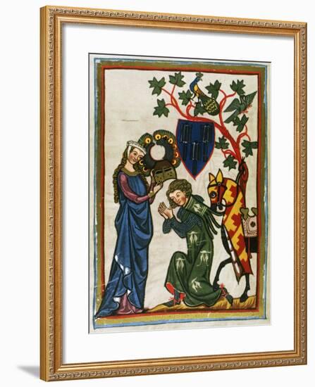 Der Schenk Von Limburg, Ministerial Swabian (Mid 13th Century) Says Goodbye to His Lady before…-null-Framed Giclee Print