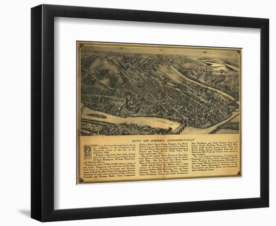 Derby, Connecticut - Panoramic Map-Lantern Press-Framed Art Print