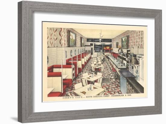Derby's Cafe, Interior, Retro-null-Framed Art Print