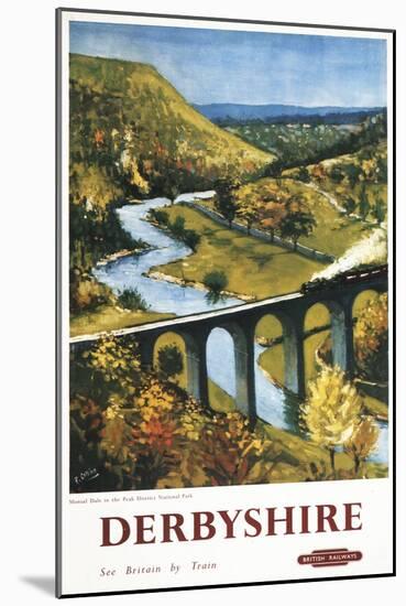 Derbyshire, England - Monsal Dale, Train and Viaduct British Rail Poster-Lantern Press-Mounted Art Print