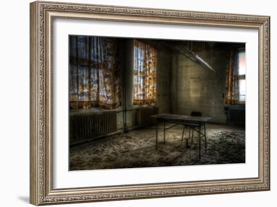 Derelict Interior with Chair and Desk-Nathan Wright-Framed Photographic Print