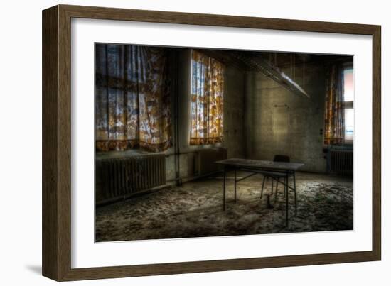 Derelict Interior with Chair and Desk-Nathan Wright-Framed Photographic Print