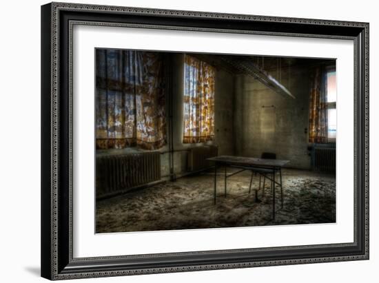 Derelict Interior with Chair and Desk-Nathan Wright-Framed Photographic Print