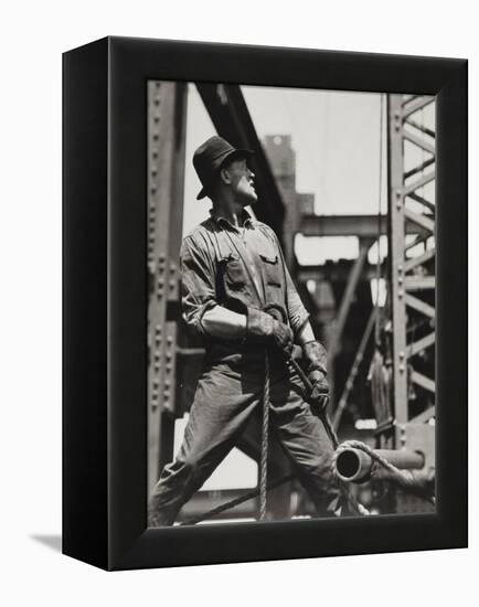 Derrick-Man, 1933 (Gelatin Silver Print)-Lewis Wickes Hine-Framed Premier Image Canvas
