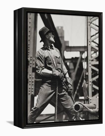 Derrick-Man, 1933 (Gelatin Silver Print)-Lewis Wickes Hine-Framed Premier Image Canvas