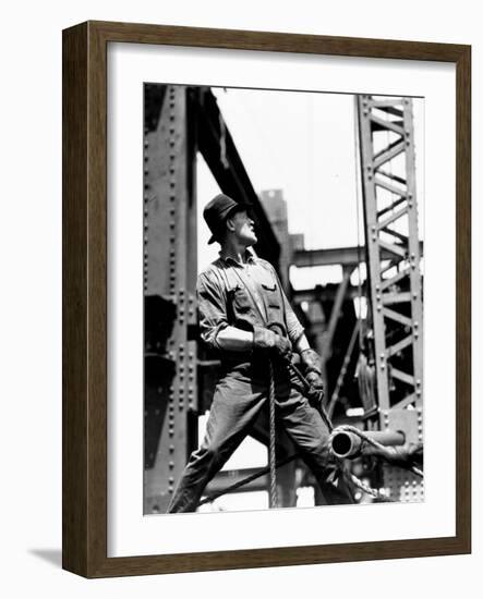 Derrick man, Empire State Building, 1930-31 (gelatin silver print)-Lewis Wickes Hine-Framed Photographic Print