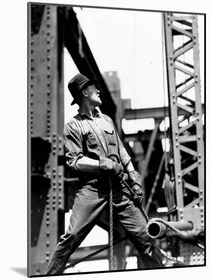 Derrick man, Empire State Building, 1930-31 (gelatin silver print)-Lewis Wickes Hine-Mounted Photographic Print