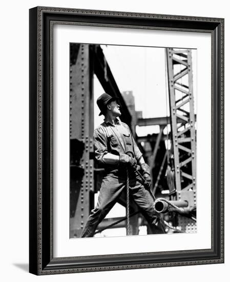 Derrick man, Empire State Building, 1930-31 (gelatin silver print)-Lewis Wickes Hine-Framed Photographic Print