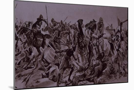 Dervish Warriors at Omdurman, Charge of the 21st Lancers (Litho)-Richard Caton Woodville-Mounted Giclee Print