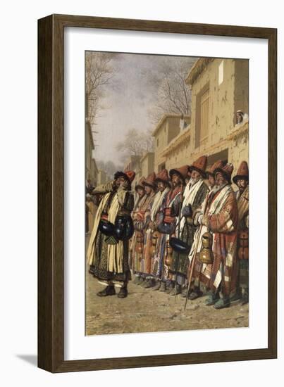 Dervishes' Chorus Begging Alms in Tashkent, 1870-Vasili Vasilyevich Vereshchagin-Framed Giclee Print