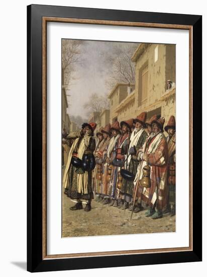 Dervishes' Chorus Begging Alms in Tashkent, 1870-Vasili Vasilyevich Vereshchagin-Framed Giclee Print