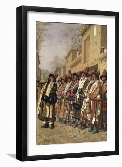Dervishes' Chorus Begging Alms in Tashkent, 1870-Vasili Vasilyevich Vereshchagin-Framed Giclee Print