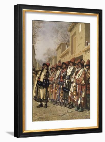 Dervishes' Chorus Begging Alms in Tashkent, 1870-Vasili Vasilyevich Vereshchagin-Framed Giclee Print