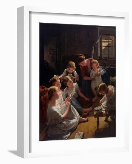 Des Enfants, Au Matin, Regardent Des Images - Children in the Morning Looking at Pictures, by Waldm-Ferdinand Georg Waldmuller-Framed Giclee Print