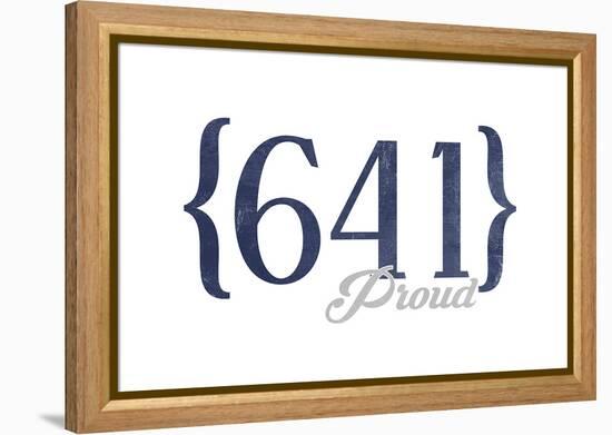 Des Moines, Iowa - 641 Area Code (Blue)-Lantern Press-Framed Stretched Canvas