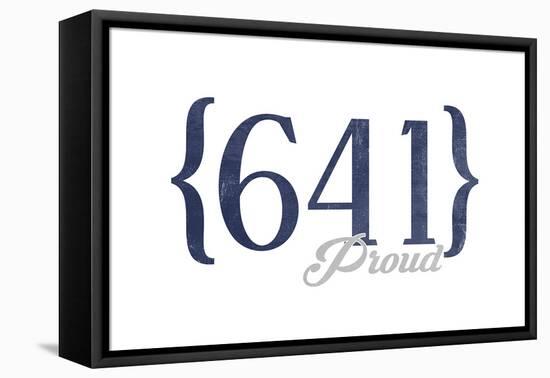 Des Moines, Iowa - 641 Area Code (Blue)-Lantern Press-Framed Stretched Canvas