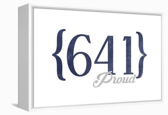 Des Moines, Iowa - 641 Area Code (Blue)-Lantern Press-Framed Stretched Canvas