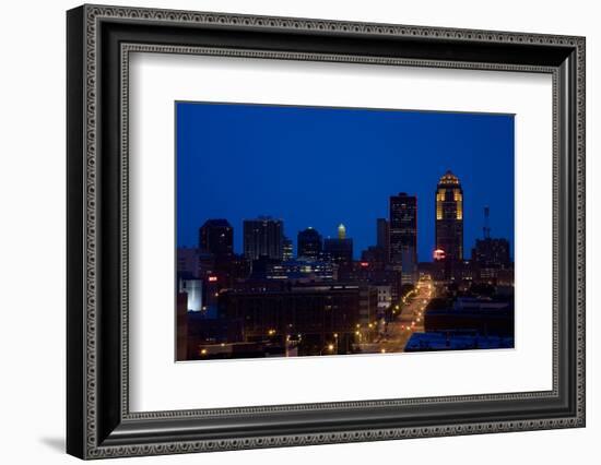 Des Moines, Iowa skyline at dusk-null-Framed Photographic Print