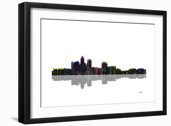 Des Moines Iowa Skyline BW 1-Marlene Watson-Framed Giclee Print