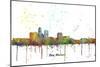 Des Moines Iowa Skyline MCLR 1-Marlene Watson-Mounted Giclee Print