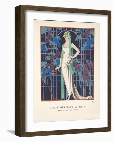 Des Roses Dans La Nuit, from a Collection of Fashion Plates, 1921 (Pochoir Print)-Georges Barbier-Framed Giclee Print