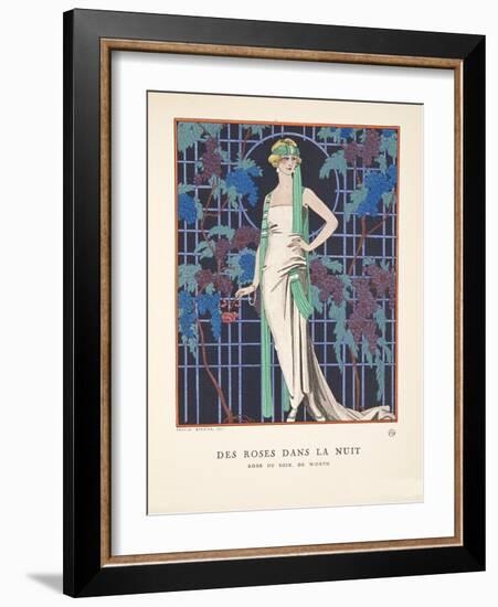 Des Roses Dans La Nuit, from a Collection of Fashion Plates, 1921 (Pochoir Print)-Georges Barbier-Framed Giclee Print