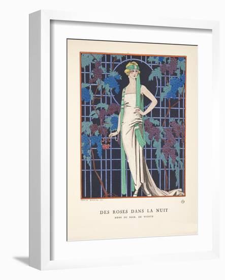 Des Roses Dans La Nuit, from a Collection of Fashion Plates, 1921 (Pochoir Print)-Georges Barbier-Framed Giclee Print