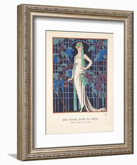 Des Roses Dans La Nuit, from a Collection of Fashion Plates, 1921 (Pochoir Print)-Georges Barbier-Framed Giclee Print