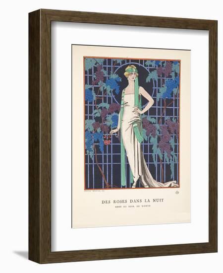 Des Roses Dans La Nuit, from a Collection of Fashion Plates, 1921 (Pochoir Print)-Georges Barbier-Framed Giclee Print