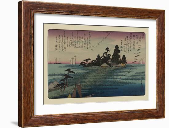 Descending Geese at Haneda-Ando Hiroshige-Framed Art Print