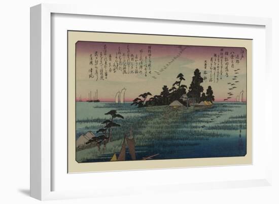 Descending Geese at Haneda-Ando Hiroshige-Framed Art Print