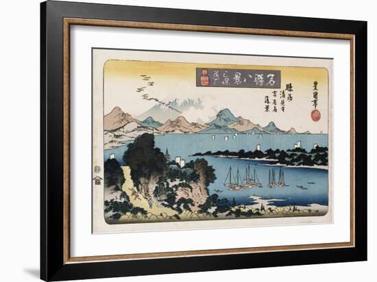 Descending Geese, Miho', from the Series 'Eight Views of Famous Places'-Ando Hiroshige-Framed Giclee Print