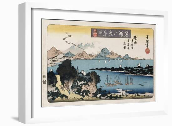 Descending Geese, Miho', from the Series 'Eight Views of Famous Places'-Ando Hiroshige-Framed Giclee Print