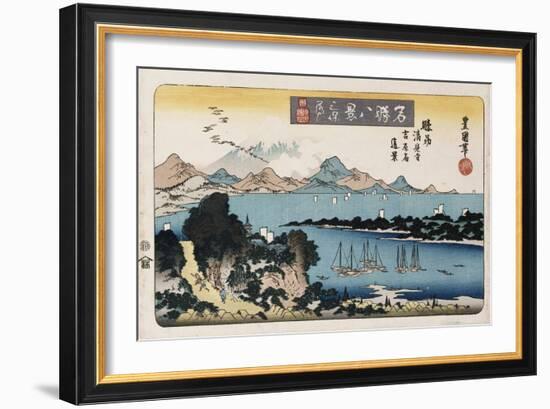 Descending Geese, Miho', from the Series 'Eight Views of Famous Places'-Ando Hiroshige-Framed Giclee Print