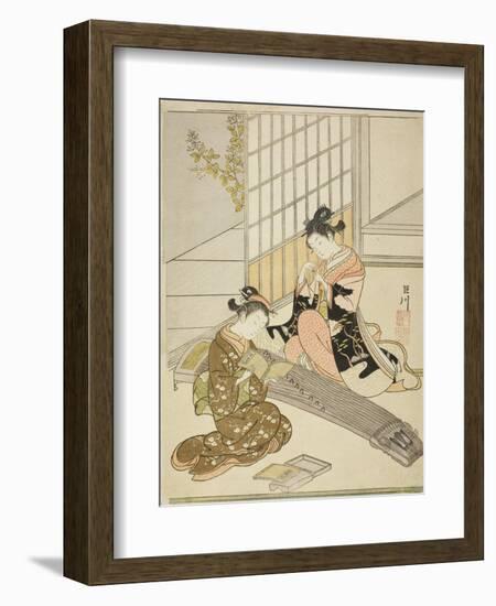 Descending Geese of the Koto Bridges (Kotoji No Rakugan), C.1766-Suzuki Harunobu-Framed Giclee Print