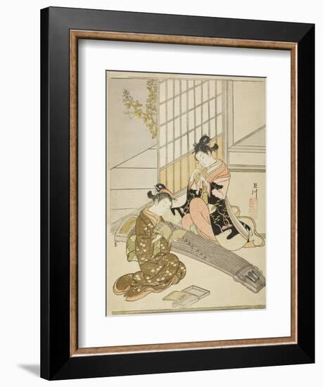 Descending Geese of the Koto Bridges (Kotoji No Rakugan), C.1766-Suzuki Harunobu-Framed Giclee Print